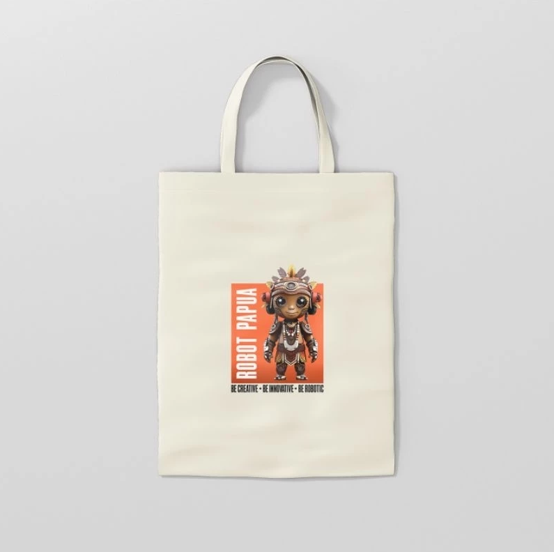 TAS TOTEBAG BLACU SABLON ROBOT PAPUA TERMURAH
