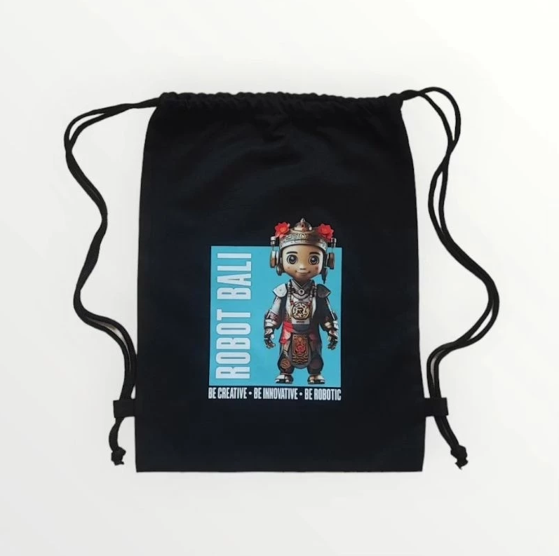 TAS SERUT HITAM TWILL DENGAN SABLON ROBOT BALI 2