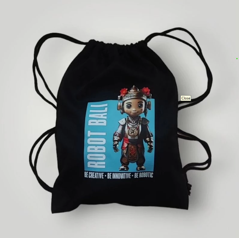 TAS SERUT HITAM TWILL DENGAN SABLON ROBOT BALI 3